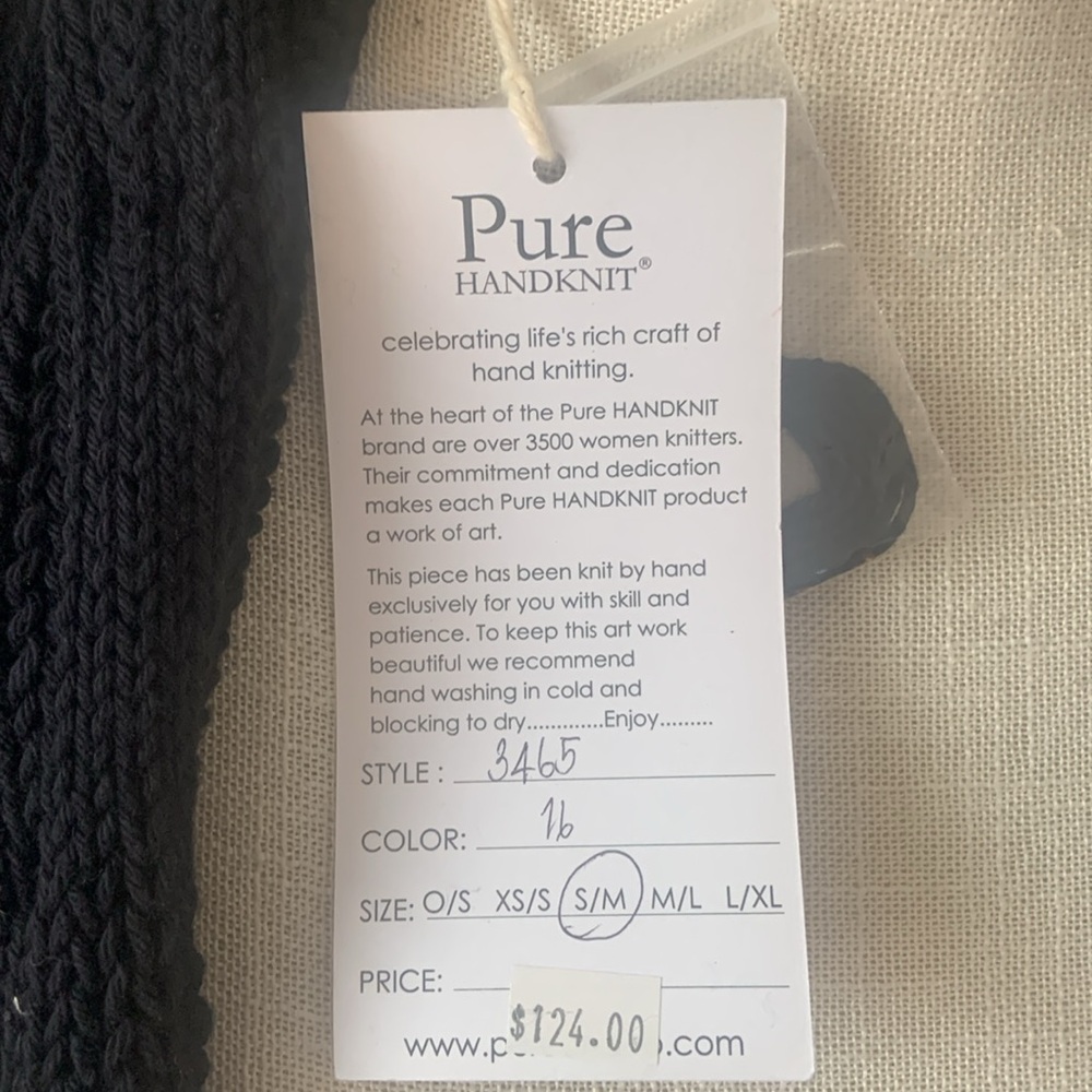 NWT “Pure Handknit” Brand Black Knit Open-Front Shawl Cardigan - Picture 13 of 17